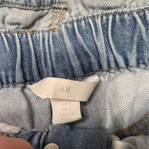 H&M Blue Jean Shorts High-Waisted Relaxed Fit paper bag style - Picture 5 of 6